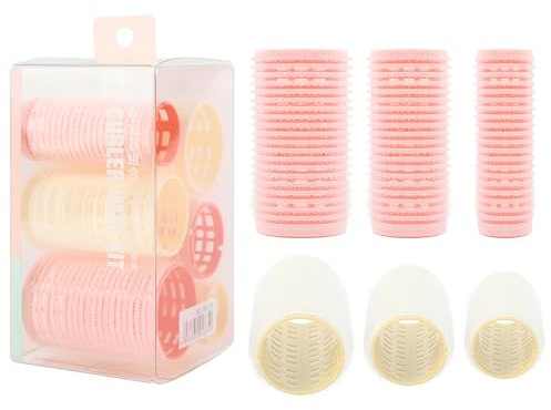 FYting Lockenwickler,Groß Klein Lockenwickler Kurze Haare,6PCS(Rosa Beige) | 6PCS Self Grip Hair Rollers Set mit 3 Größen,Salon Friseur DIY Curling Tool Styling von Langen Haaren,Kurzen Haaren Pony