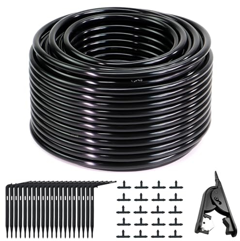 Manguera de riego micro de 40 metros (3/5 mm), PVC por goteo, sistema de riego por goteo para jardín, invernadero y plantas en maceta, sistema de riego de jardín
