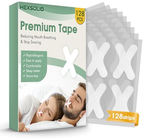 128 Stück X Mouth Tape for Sleeping Mundpflaster Schlafen | Mann Frau Gegen Schnarchen Anti Schnarch Pflaster mit Atemloch Gegen Schnarchen und für Besseren Schlaf
