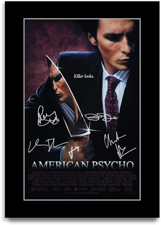 HWC Trading American Psycho Geschenke Geduckter Poster Signiertes Autogramm Foto für Fans von Film Memorabilien (ID-002790) - A4 Nur Druck
