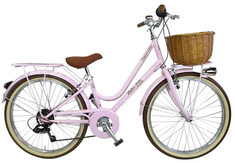 Mädchenfahrrad Citybike Vintage Retro Dolce Vita Cappuccino 24 Zoll 6 Gänge (Rosa)
