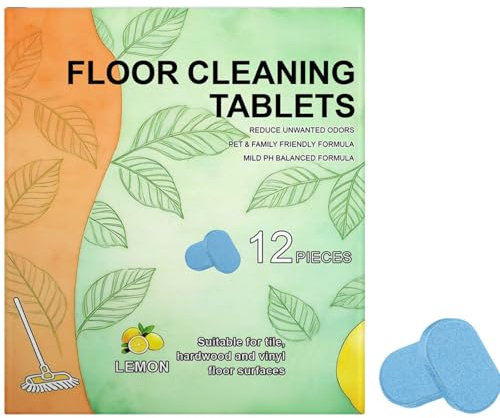 12pcs Multifunctional Floor Cleaner Tablets for Mopping,Quick Cleaning&Fresh Lemon Scent,Polish with Waterproof Dustproof Protective Layer,Safe Non-Irritating,Long-Lasting Care for Household Floors
