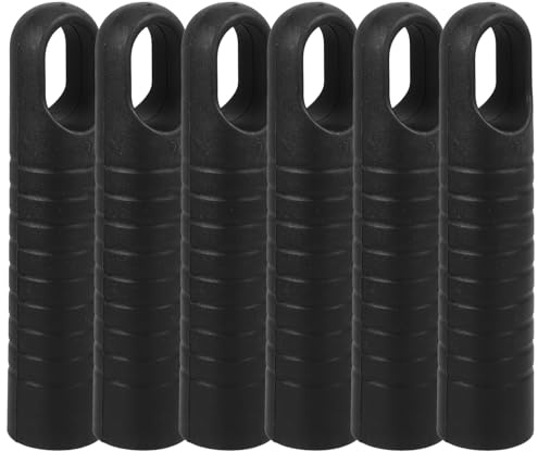 Vaguelly 6pcs Black Wooden Broom Handle End Caps Mop Handle Replacement with Comfortable Grip Pp Material Mop Rod End Sleeve for Home Cleaning Tools