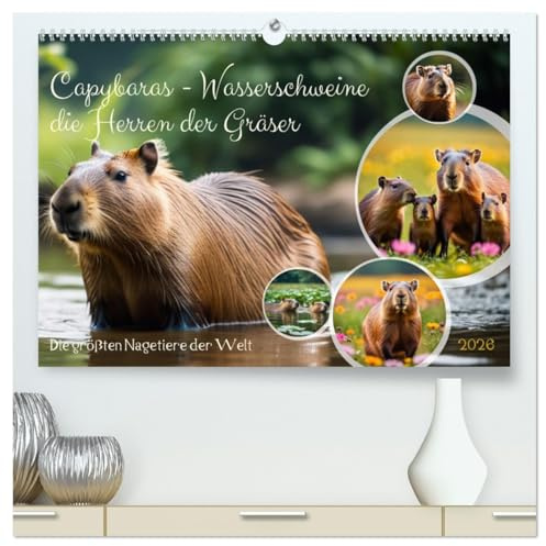 Capybaras - Wasserschweine die Herren der Gräser (hochwertiger Premium Wandkalender 2026 DIN A2 quer), Kunstdruck in Hochglanz: Die größten Nagetiere der Welt (CALVENDO Tiere)