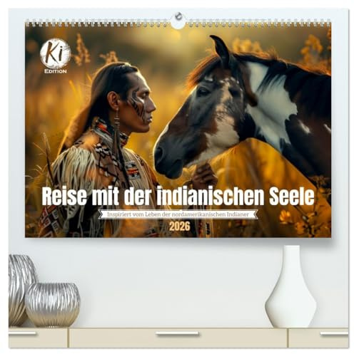 Reise mit der indianischen Seele (hochwertiger Premium Wandkalender 2026 DIN A2 quer), Kunstdruck in Hochglanz: Das Leben der Indianer im Einklang mit der Natur (CALVENDO Menschen)