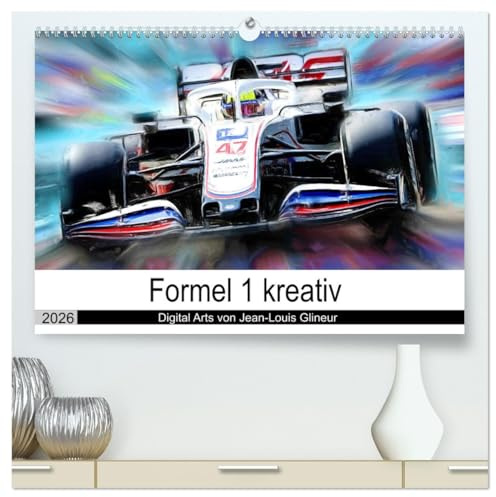 Formel 1 kreativ - Digital Art von Jean-Louis Glineur (hochwertiger Premium Wandkalender 2026 DIN A2 quer), Kunstdruck in Hochglanz: Motorsport kreativ betrachtet (CALVENDO Sport)