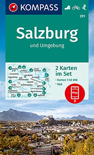 KOMPASS Wanderkarten-Set 291 Salzburg und Umgebung (2 Karten) 1:50.000: inklusive Karte zur offline Verwendung in der KOMPASS-App. Fahrradfahren. Skitouren.