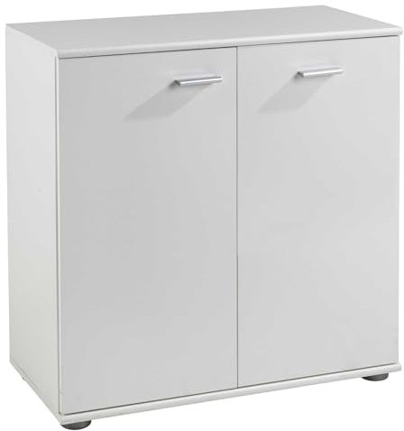 Home4You Kommode mit 2 Türen - Weiß matt - 71 cm breit - Sideboard Mehrzweckschrank