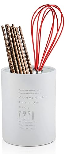HERCHR Porta Utensilios de Acero Inoxidable, Porta Palillos Estante para Secar Utensilios de Cocina Fregadero Blanco Porta Cucharas de Cocina para Encimera