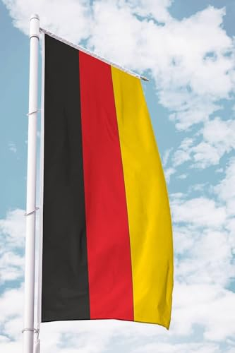Deutschland Flagge 120 x 300 cm - für Fahnenmast mit Ausleger, Deutschlandfahne aus reißfestem Fahnen-Polyester-Stoff, Hissfahne wetterfest und UV-beständig