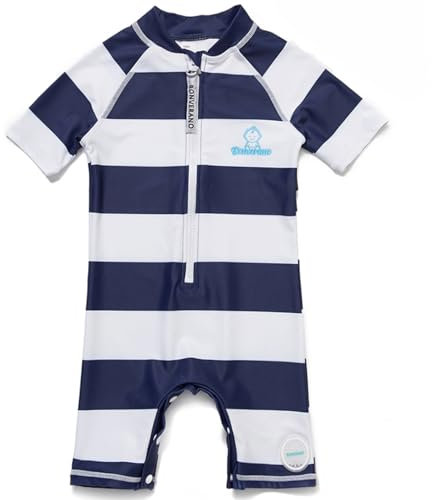 BONVERANO Traje baño bebé protección Solar UPF 50+ Cierre Cremallera (Rayas, 3-6 Meses)