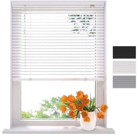 Radeco® Aluminium Jalousie 120 x 130 cm weiß 25mm lamellen, Größen von 40 bis 220 Breite, Fenster jalousien innen, lamellenrollo, Jalousie Aluminium, Jalousie 120 cm breit