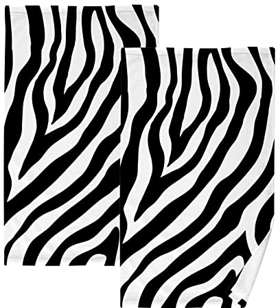 YOUJUNER 2 Stück Baumwolle Handtuch Set Zebra Print Handtuch Gesicht Handtücher Badetücher Waschlappen Fingerspitze Deko Handtücher