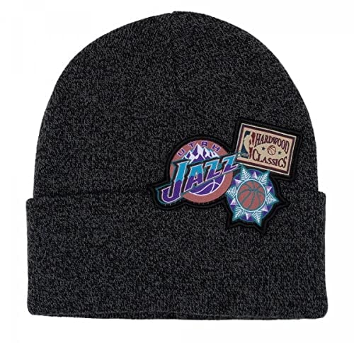 Mitchell & Ness Mütze Beanie Utah Jazz NBA XL Logo Patch Knit HWC Jazz HCFK4341-UJAYYPPPBLCK - OSFM