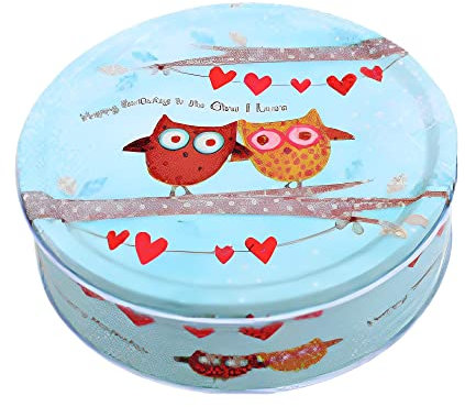 DOTBUY-SHOP Keksdose Gebäckdose, Rund Geschenkdose, Leere Blechdosen mit Deckel, Verfeinert Vorratsdose Geschenkdose, Dekorative Aufbewahrungsboxen (Eule,6er Set)
