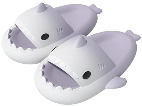 bolukets Ciabatte Squalo Donna Uomo Ciabatte Mare Estive Comode da Casa Pantofole Antiscivolo Originali Carine Ciabatte Shark Slippers Slides per Piscina, Sfumate Bianco Lilla, 38/39 EU