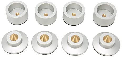 Lot de 4 Socles de Support D'isolation de Pointe de Haut-Parleur, Pieds de Support de Platine Vinyle Antichoc en Aluminium, pour Amplificateur de Haut-Parleur, Lecteur CD DVD,