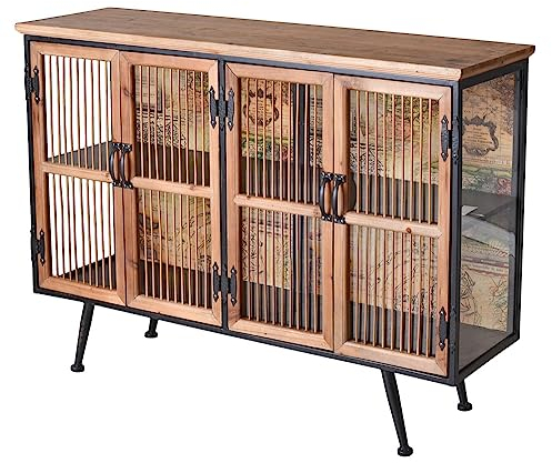 Anrichte „LOFT Studio“ – Vintage Sideboard | Holz & Metall | 4 Türen & 2 Ablagen | Industrial Kommode im Loft Stil lof103 Palazzo Exklusiv