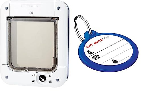Cat Mate Mikrochip Katzenklappe weiss & elektronische I.D.-Marke ID Disc