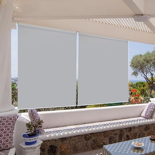 Ikodm Toldo Vertical de 100 x 240 cm para Balcones, protección Solar, protección contra el Viento, Estor Lateral, sombreado, Resistente a la Intemperie, Gris Claro