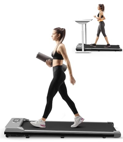 Dskeuzeew Laufband Walking Pad Band - 2.5 PS Laufbänder für Zuhause Einsteiger Schreibtisch Laufpad,Laufgerät Elektrisch Schlank Tragbar Fitnessgerät mit LCD-Anzeige Treadmill für Zuhause (Silbergrau)
