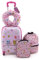 COSTWAY 5 teiliges Kinderkoffer + Rucksack, Kindertrolley mit Lunchbox, Gepäckanhänger & Nackenkissen, Kindergepäck mit Rollen, Handgepäck Reisekoffer Hartschalenkoffer für Jungen & Mädchen (Rosa)