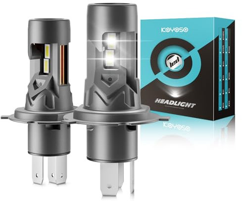 KOYOSO Bombilla H4 LED 100W: 26000LM Faros Coche 9003/HB2 LED - Luces Cortas y Luces Largas 6500k Blanco