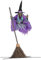Fliegende Hexe Halloween-Dekoration auf Besen, animierte schwebende Hexe Animatronics Halloween-Requisiten mit gruseligen Geräuschen und Lichtern, Halloween-Außendekoration