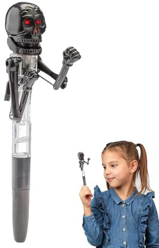 Penna scheletro di Halloween - Strumento di scrittura divertente e spettrale, decorazione da scrivania con penna a teschio | Penna scheletro per festa di Halloween, penna da ufficio spaventosa, oggett