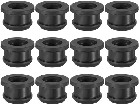 PATIKIL 13mm / 1/2 Inch Drill Hole,3/8 Inch ID Rubber Grommets, 12Pcs Top Hat Grommet for Wiring Eyelet Ring Gasket Automotive Firewall Cable Hole Plugs Wires Protection, Black
