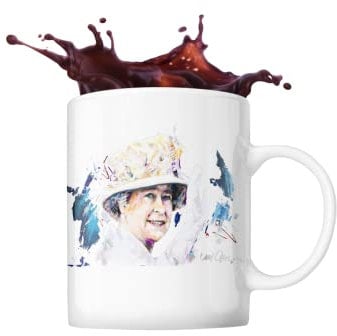 ICONS MERCH Coffee Mug Queen Elizabeth Mug Set of 2 Tea Coffee Drinking Cup 11oz White Queen Elizabeth Memorabilia Mug