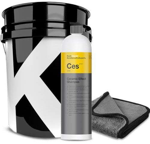 wortek Ceramic Set für Koch Chemie CES Keramik Effect Shampoo mit Trockentuch und Eimer Auto Wasch Set Keramik Versiegelung