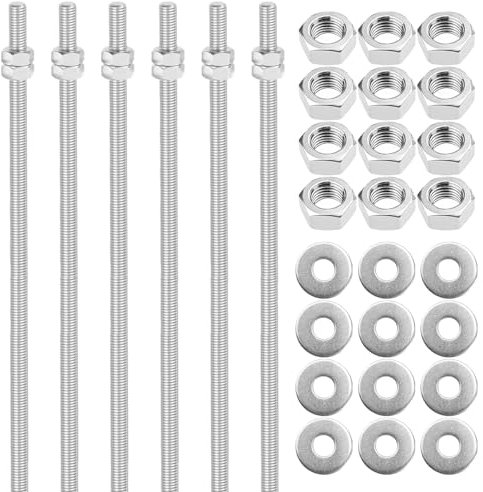6 Pièces Tige Filetée M8 Inox Ecrou M8 Peut Être Utilisé pour Les Joints en Bois ou en Métal Bâtiment Entretien Bricolage (300 mm)