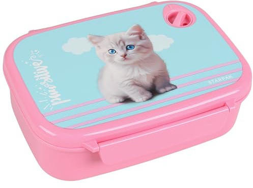 sarcia.eu Lindo Gatito Desayunador escolar, CAJA, fiambrera sandwich para el colegio, rosa (Rosa Gato)