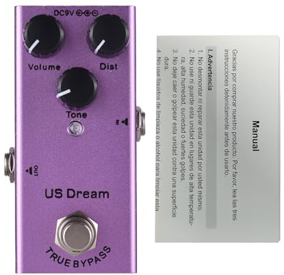 LUCKDANO E -Gitarre US Dream Metal Distortion Pedal Volume/Dist/Ton Controls Knob DC 9V 6,35 Mm Grenzfläche Lila Lila