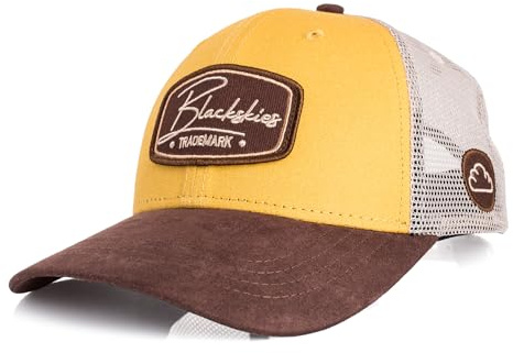 Blackskies® Race Baseball Cap | Herren Damen Premium Trucker Cap | Snapback Schirm Mütze Kappe Basecap Männer Frauen Unisex Outdoor Sommer Freizeit - Gelb-Braun-Beige