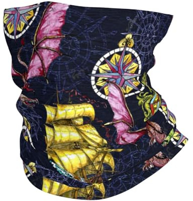 Dragon Altes Segelboot Anchors Kompass Vintage Schlauchschal 26X30Cm Multifunktion Halstuch Sportarten Haarband Für Yoga Lauf Herren