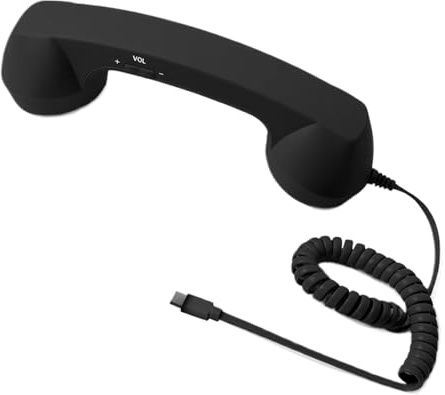 Eventerde Retro Telefon Adapter Mit 3.8mm Type C Audiostecker 1 M Spiralkabel Hoher Lautstärke Mikrofon Lautsprecher Handy Zu Festnetz Adapter Hand Handymikrofon Für Mobiltelefone Und Computer