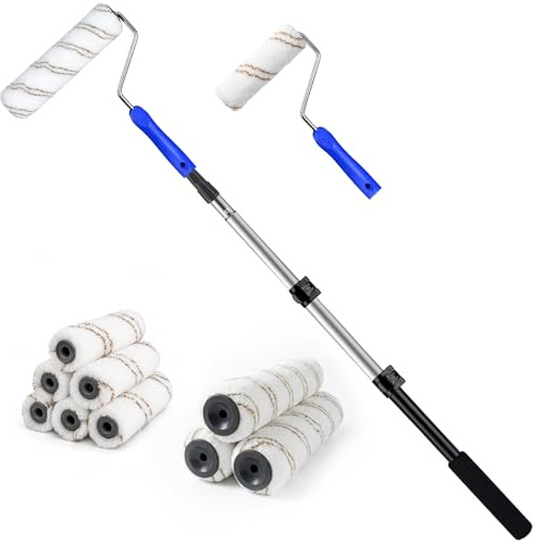 Mister Rui Paint Roller Set, with Extension Pole, Large and Small Paint Roller for Painting,12 Packs