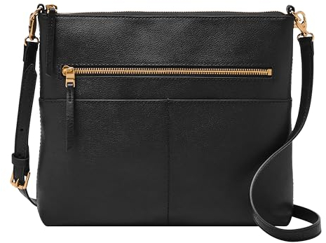 Fossil Damen Fiona Crossbody Bag Umhängetasche, Schwarz Größe L