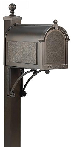 Whitehall French Bronze Deluxe Mailbox, Post, and Brackets