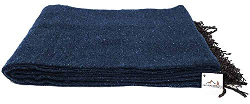 Open Road Goods Handgefertigte einfarbige Yoga-Decke, dicke mexikanische Decke oder Überwurf, hergestellt für Yoga. Schieferblaue Decke