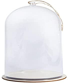 RAYHER Kunststoffhaube mit Sockel und Jutekordel, 11 cm ø, Höhe 19 cm, Glockenhaube mit Sockel, Kunststoffabdeckung, glockenförmig, mit Holzboden, 46123000, Braun