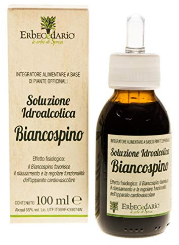 Erbecedario - Biancospino Tintura Madre in Gocce, Integratore per dormire Favorisce Rilassamento corporeo, Riposo Notturno e La Funzionalità Dell'Apparato Cardiocircolatorio, 1 Flacone 100ml