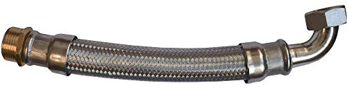 DN25 DVGW Panzerschlauch m. Edelstahlumflechtung 1 AG x 1 ÜM Bogen 300 mm