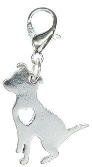 Miniblings Hund mit Herz Charm Hunde Welpe Edelstahl - Handmade Modeschmuck I Kettenanhänger versilbert - Bettelanhänger Bettelarmband - Anhänger für Armband