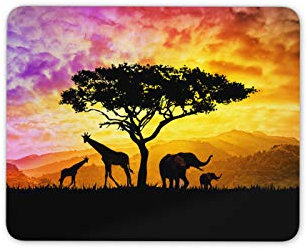 Destination Vinyl Ltd African Safari Mouse Mat Pad - Giraffe Elephant Africa Wild Computer #12325