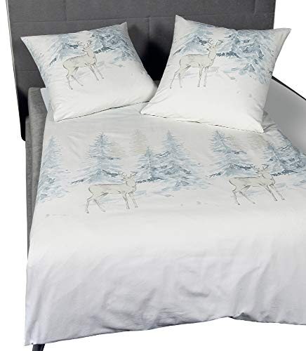 Janine Design Feinbiber Bettwäsche Davos 65053-02 eisblau kitt 1 Bettbezug 155 x 220 cm + 1 Kissenbezug 80 x 80 cm