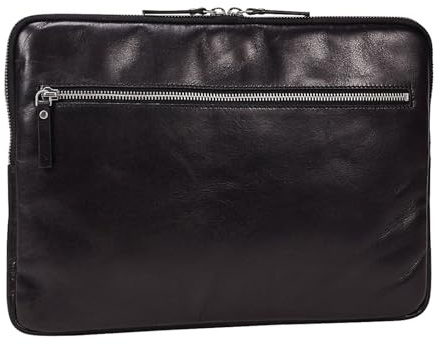 Leonhard Heyden Leder Laptop Sleeve mit Laptopfach Cambridge RV-Laptoptasche 5247 Schwarz