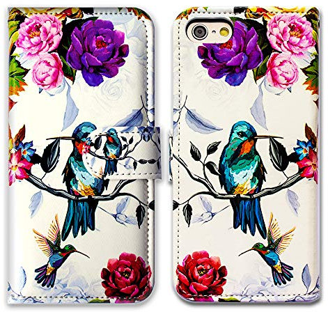 Bcov iPhone SE 2022 Case,iPhone SE 3rd gen Case,iPhone SE 2020 Case, Hummingbird In Flowers Bird Leather Flip Phone Case Wallet Cover with Card Slot Holder Kickstand For iPhone 8/iPhone 7/SE 3rd gen
